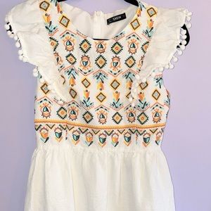 Floral embroidered butterfly sleeve dress